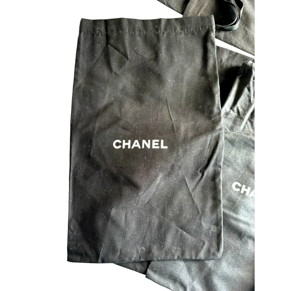 10 CHANEL dust bags shoe sizes black with white logo 100% authentic excellent